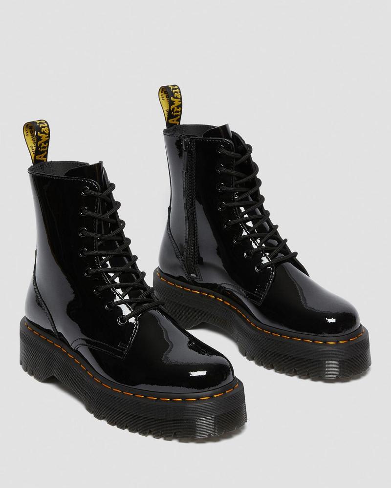 Black Men's Dr Martens Jadon Patent Leather Platform Boots | CA 556EBC